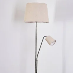 Lampadaire Gunstock Nickel Brillant, 2 Lumieres