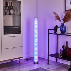 Lampadaire Hatara Led Chrome, 1 Lumiere, Telecommandes, Changeur De Couleurs