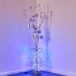 Lampadaire Holar Led Chrome, 6 Lumieres, Changeur De Couleurs