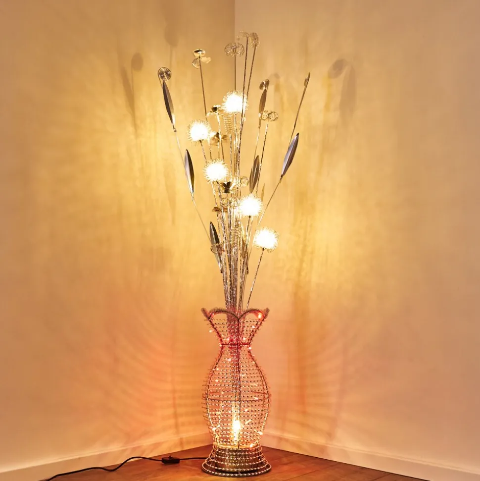 Lampadaire Holar Led Chrome, 6 Lumieres, Changeur De Couleurs