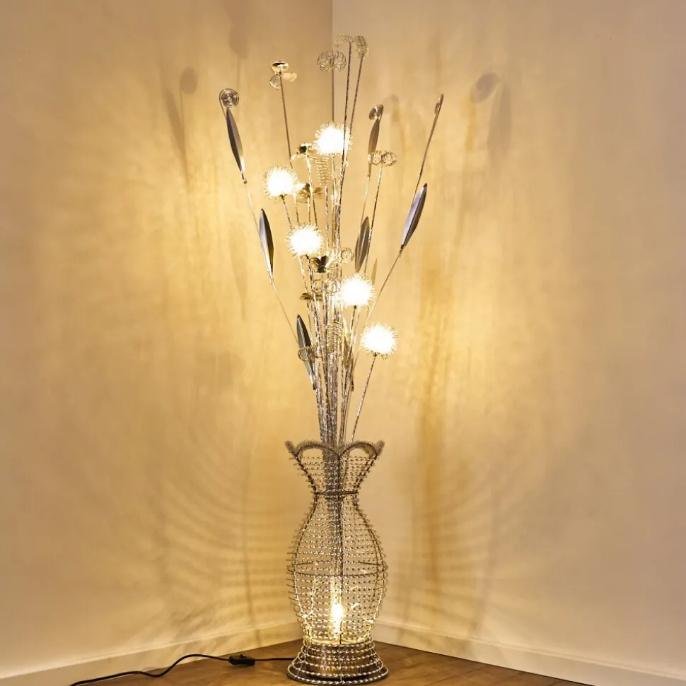 Lampadaire Holar Led Chrome, 6 Lumieres, Changeur De Couleurs