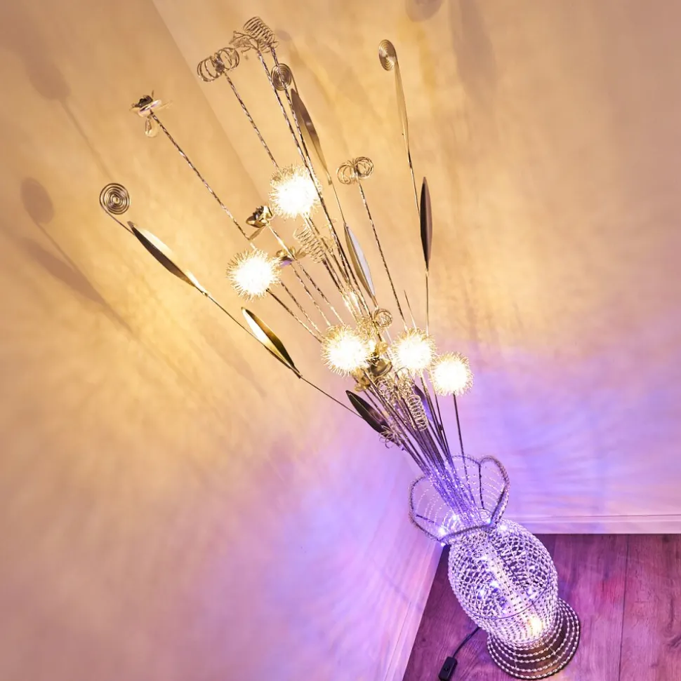 Lampadaire Holar Led Chrome, 6 Lumieres, Changeur De Couleurs