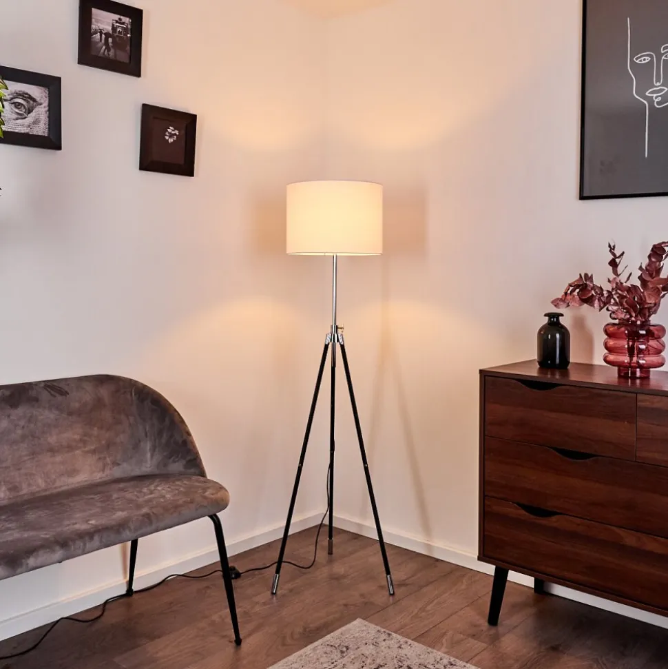 Lampadaire Honoa Chrome, Noir, 1 Lumiere
