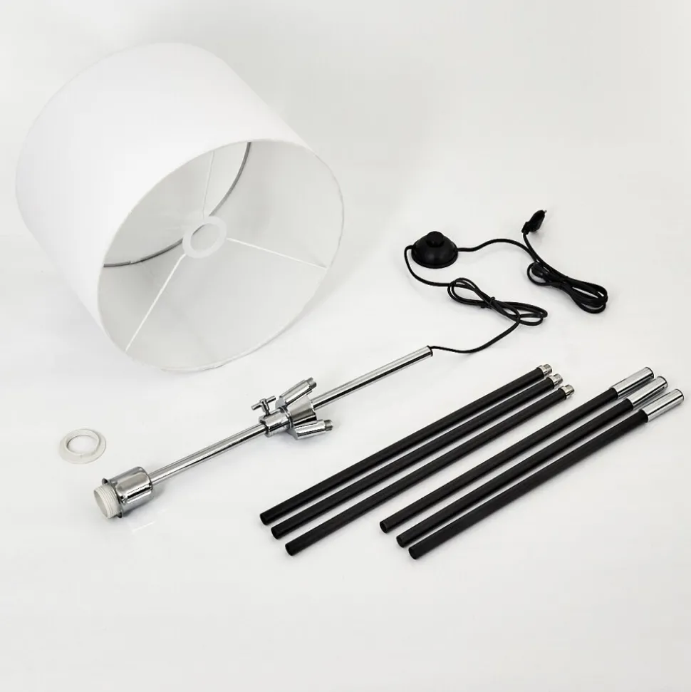 Lampadaire Honoa Chrome, Noir, 1 Lumiere