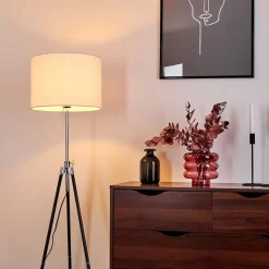 Lampadaire Honoa Chrome, Noir, 1 Lumiere