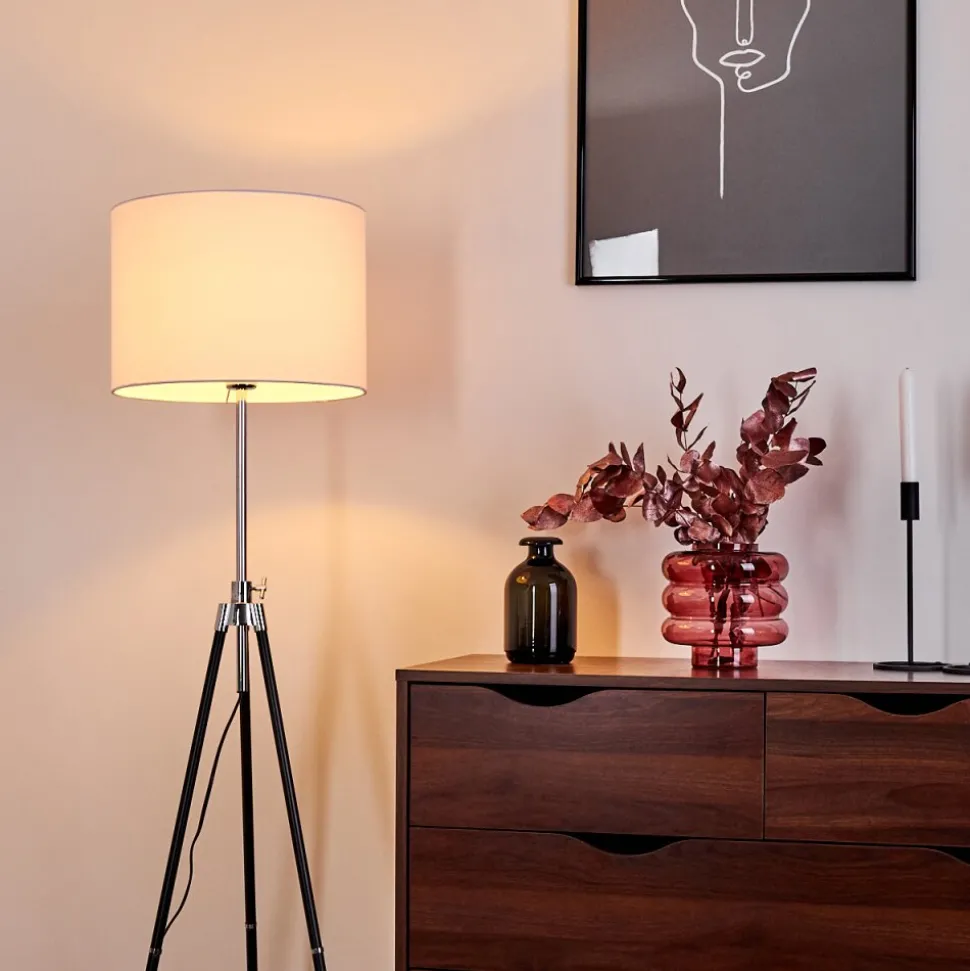Lampadaire Honoa Chrome, Noir, 1 Lumiere