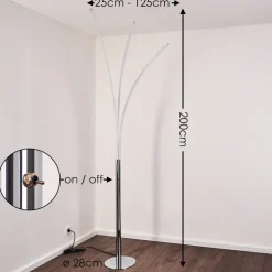 Lampadaire Horpmaal Led Chrome, 3 Lumieres