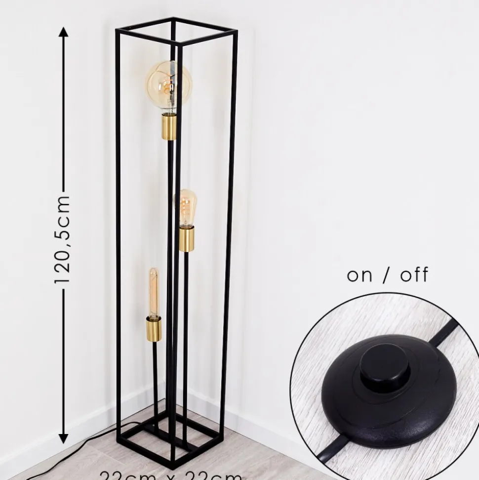 Lampadaire Ibusuki Or, Laiton, Noir, 3 Lumieres