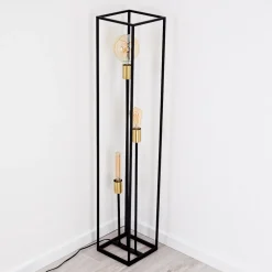 Lampadaire Ibusuki Or, Laiton, Noir, 3 Lumieres