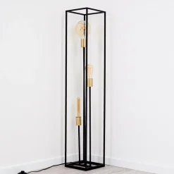 Lampadaire Ibusuki Or, Laiton, Noir, 3 Lumieres