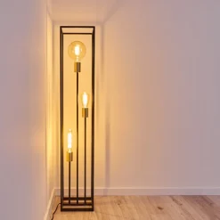 Lampadaire Ibusuki Or, Laiton, Noir, 3 Lumieres