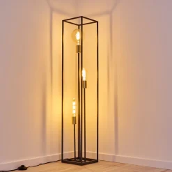 Lampadaire Ibusuki Or, Laiton, Noir, 3 Lumieres