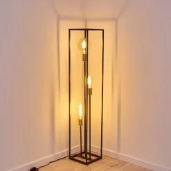 Lampadaire Ibusuki Or, Laiton, Noir, 3 Lumieres