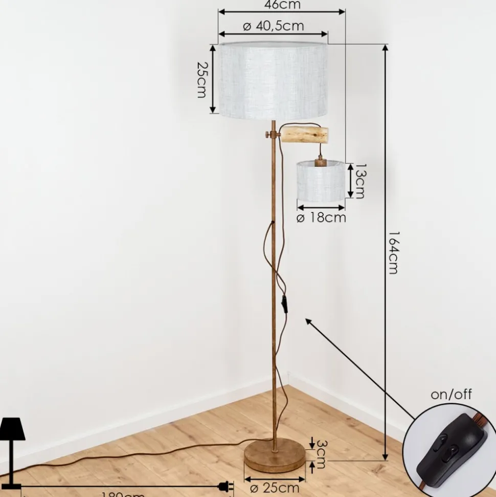 Lampadaire Jagualito Ecru, Rouille, 2 Lumieres
