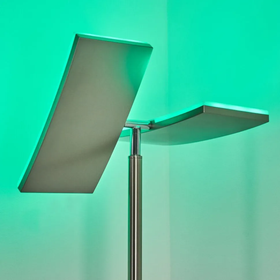 Lampadaire Jamilena Led Nickel Mat, 3 Lumieres, Telecommandes