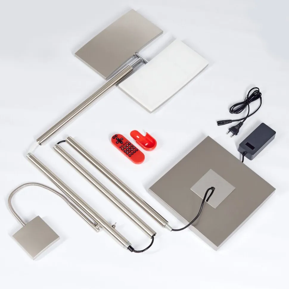 Lampadaire Jamilena Led Nickel Mat, 3 Lumieres, Telecommandes