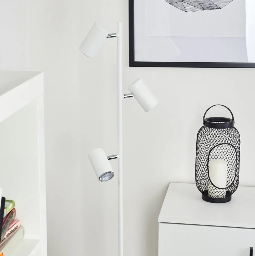 Lampadaire Javel Chrome, Blanc, 3 Lumieres