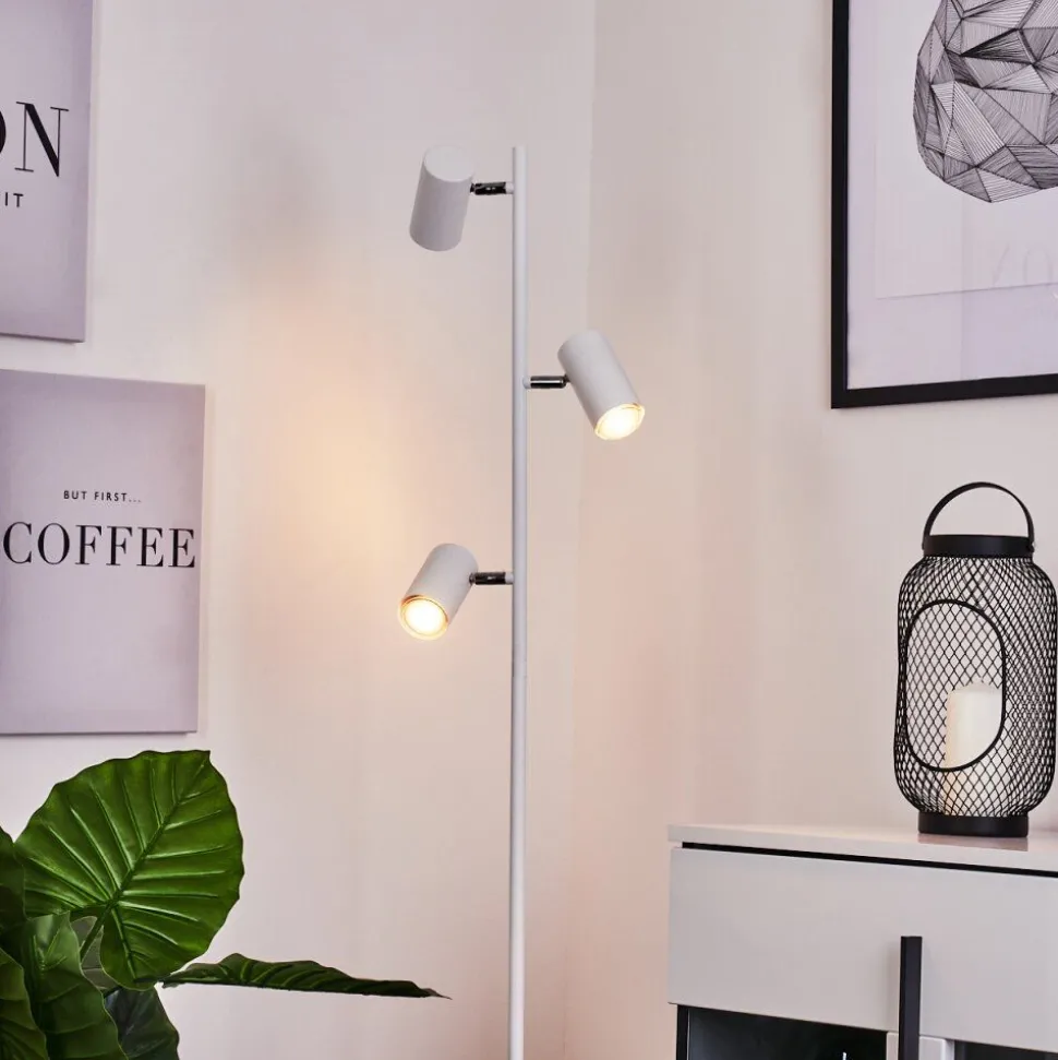 Lampadaire Javel Chrome, Blanc, 3 Lumieres