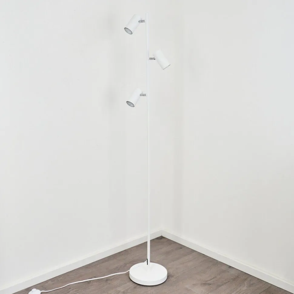 Lampadaire Javel Chrome, Blanc, 3 Lumieres