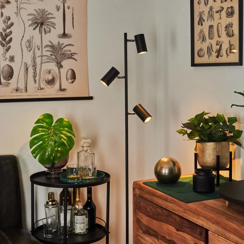 Lampadaire Javel Chrome, Noir, 3 Lumieres