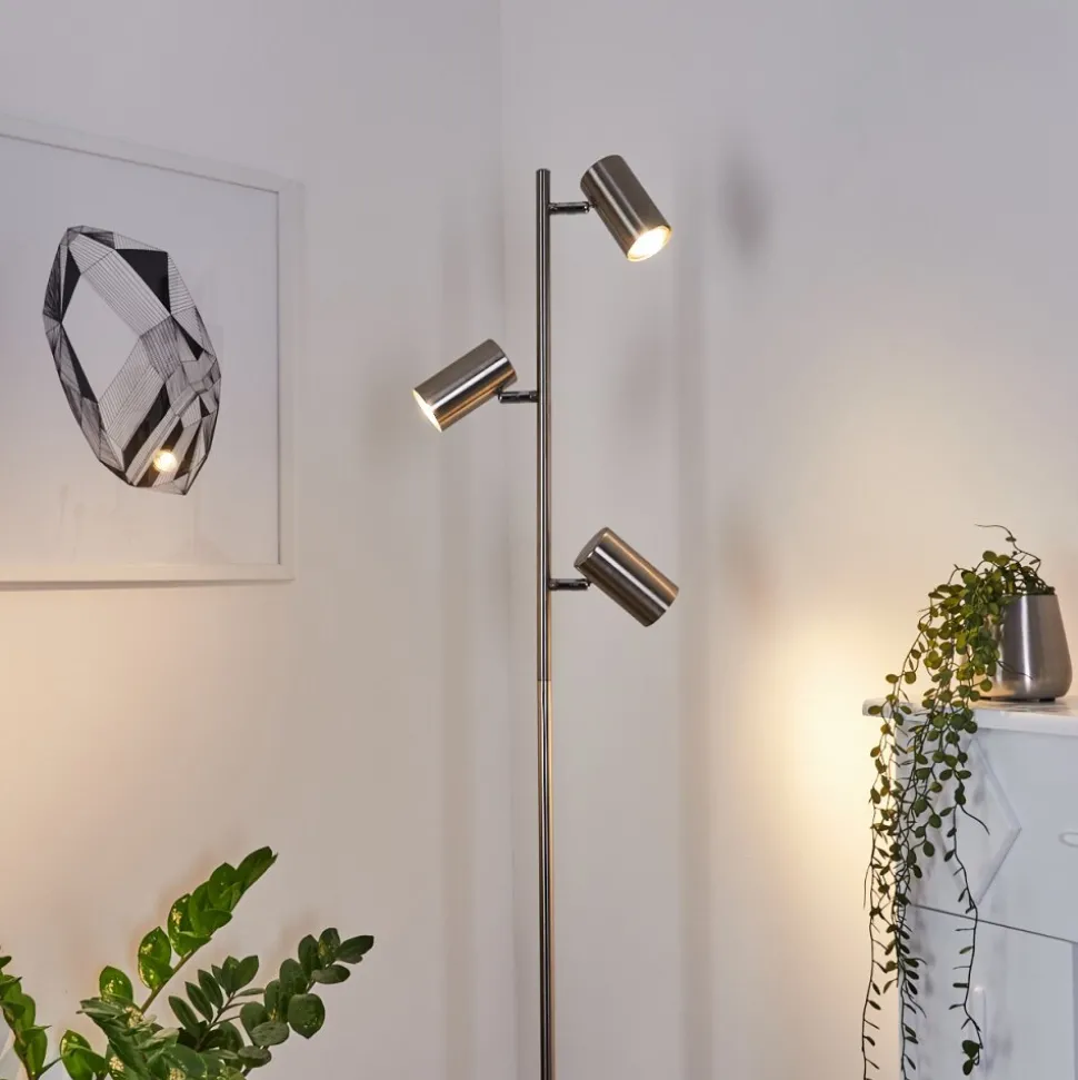 Lampadaire Javel Chrome, Nickel Mat, 3 Lumieres