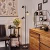 Lampadaire Javel Gris, Couleur Bois, Noir, 3 Lumieres