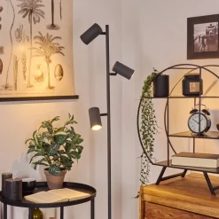 Lampadaire Javel Gris, Couleur Bois, Noir, 3 Lumieres