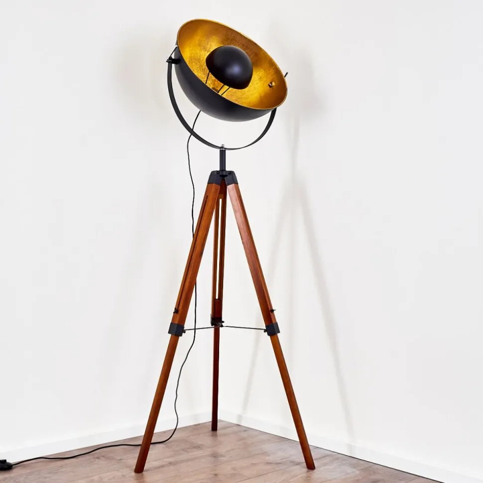 Lampadaire Jupiter Brun, Bois Fonce, Noir, 1 Lumiere