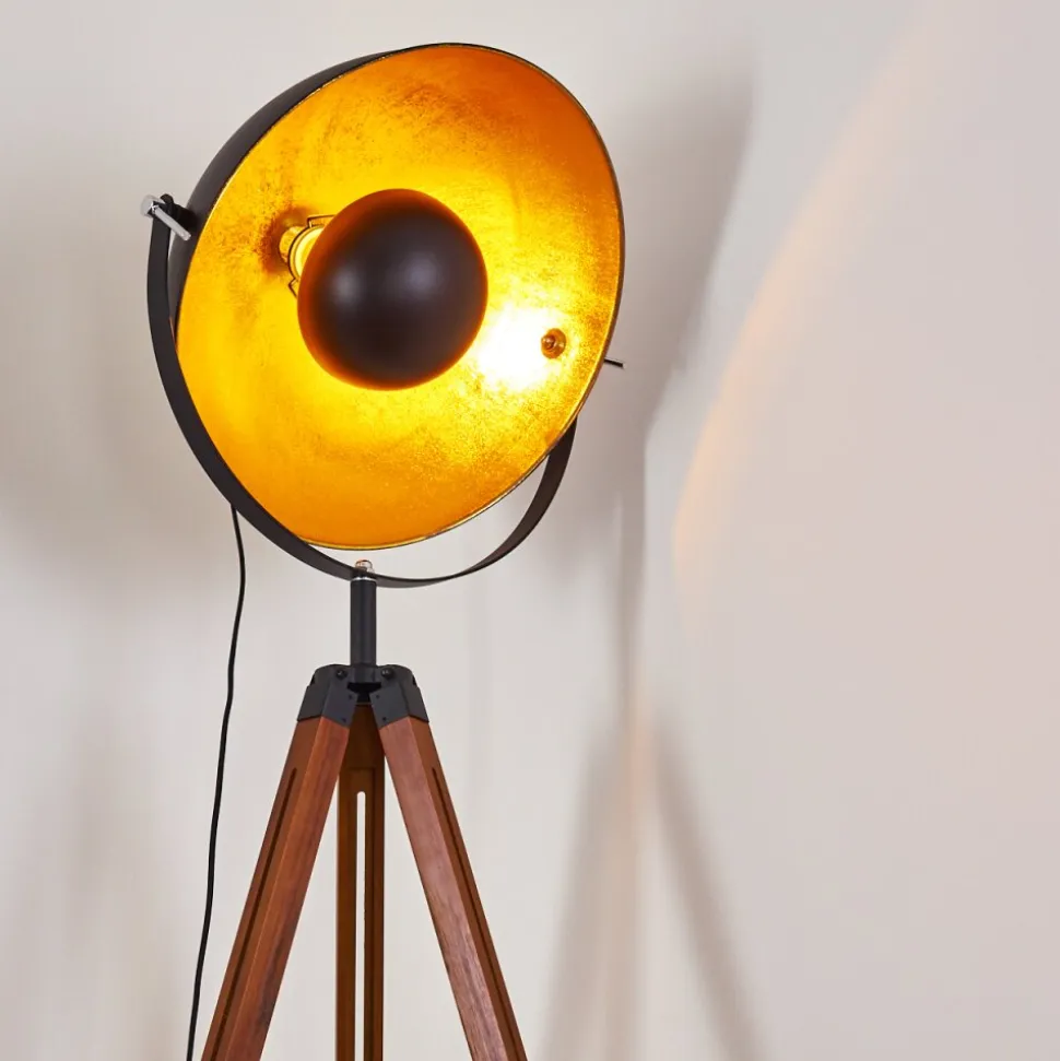 Lampadaire Jupiter Brun, Bois Fonce, Noir, 1 Lumiere