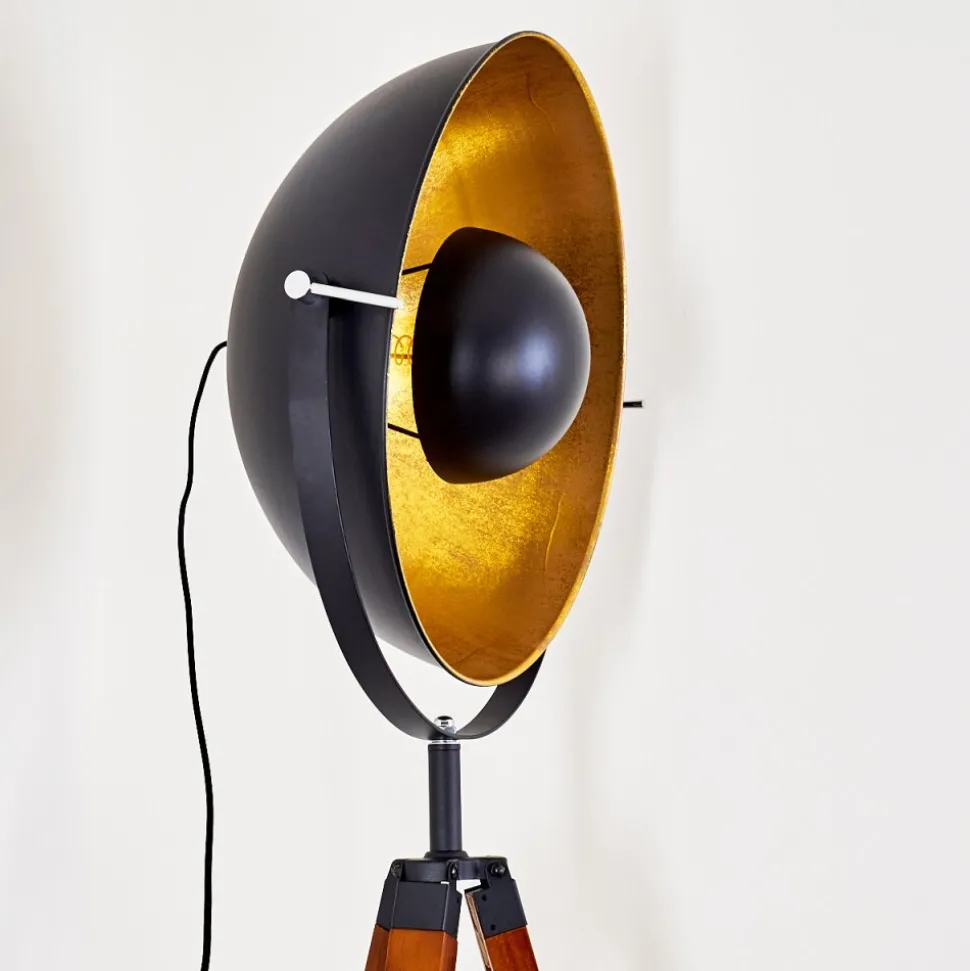 Lampadaire Jupiter Brun, Bois Fonce, Noir, 1 Lumiere