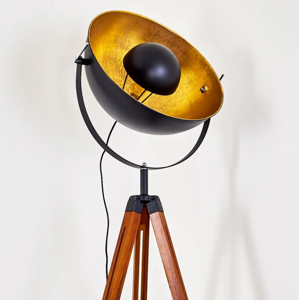 Lampadaire Jupiter Brun, Bois Fonce, Noir, 1 Lumiere