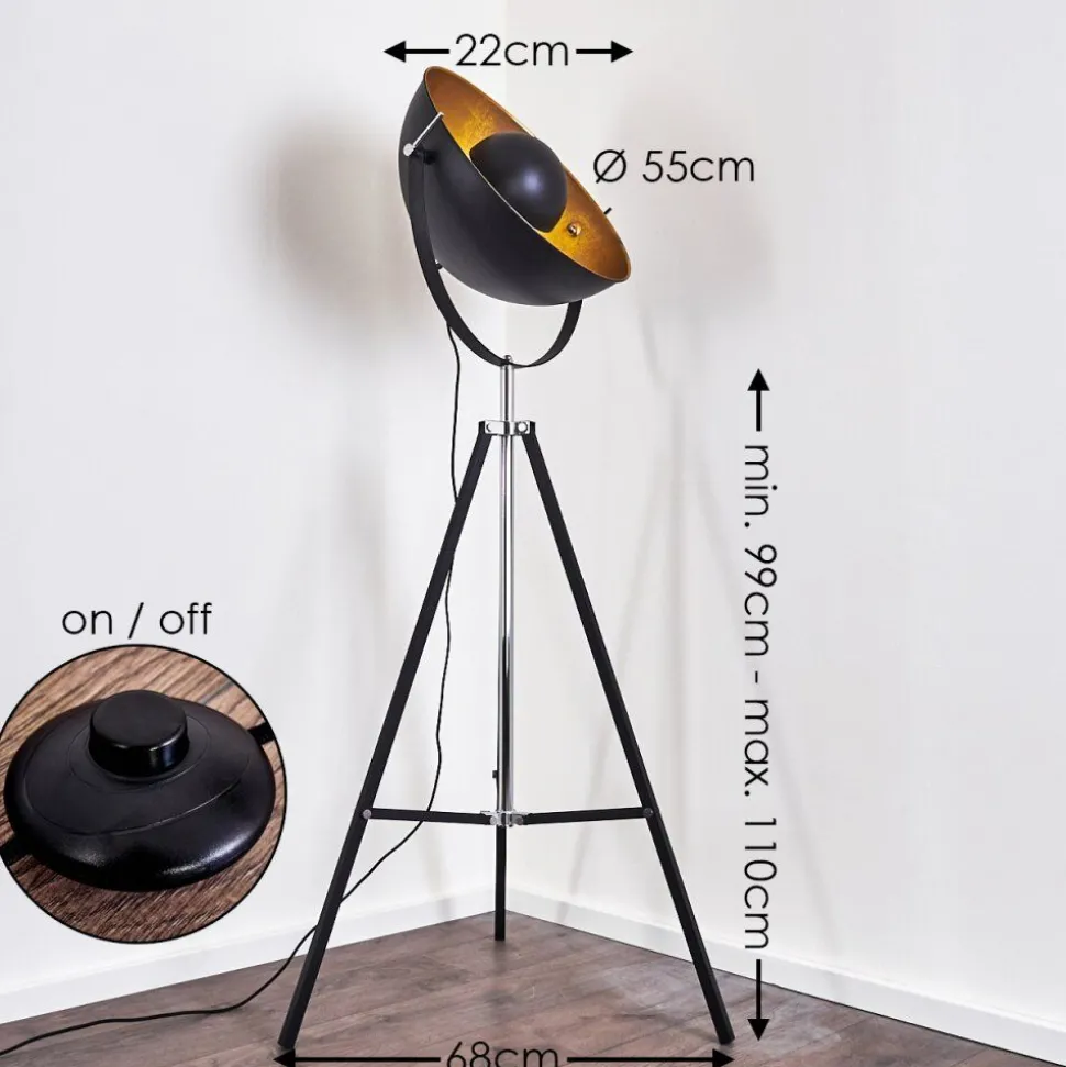 Lampadaire Jupiter Noir Dore, 1 Lumiere