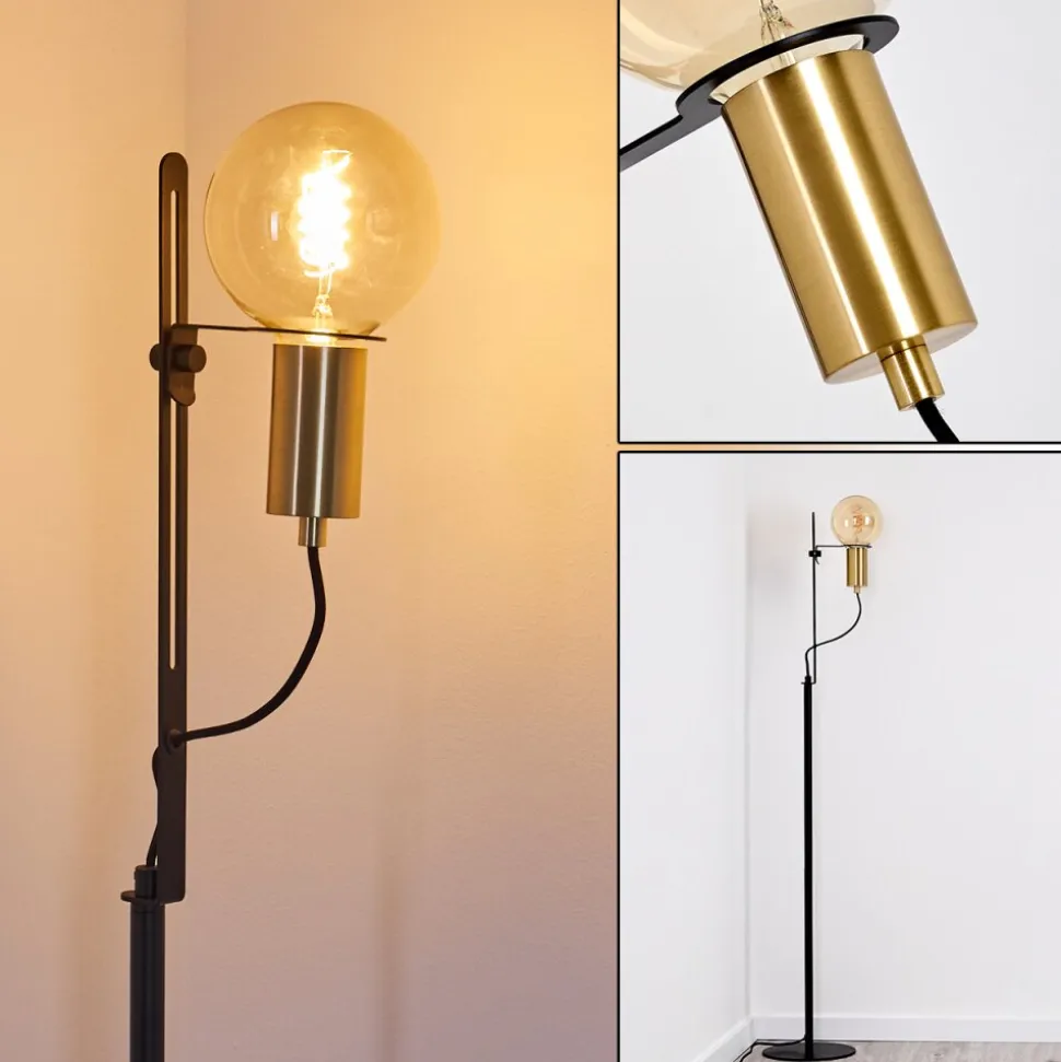 Lampadaire Kirehito Or, Laiton, Noir, 1 Lumiere