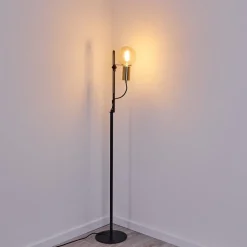 Lampadaire Kirehito Or, Laiton, Noir, 1 Lumiere