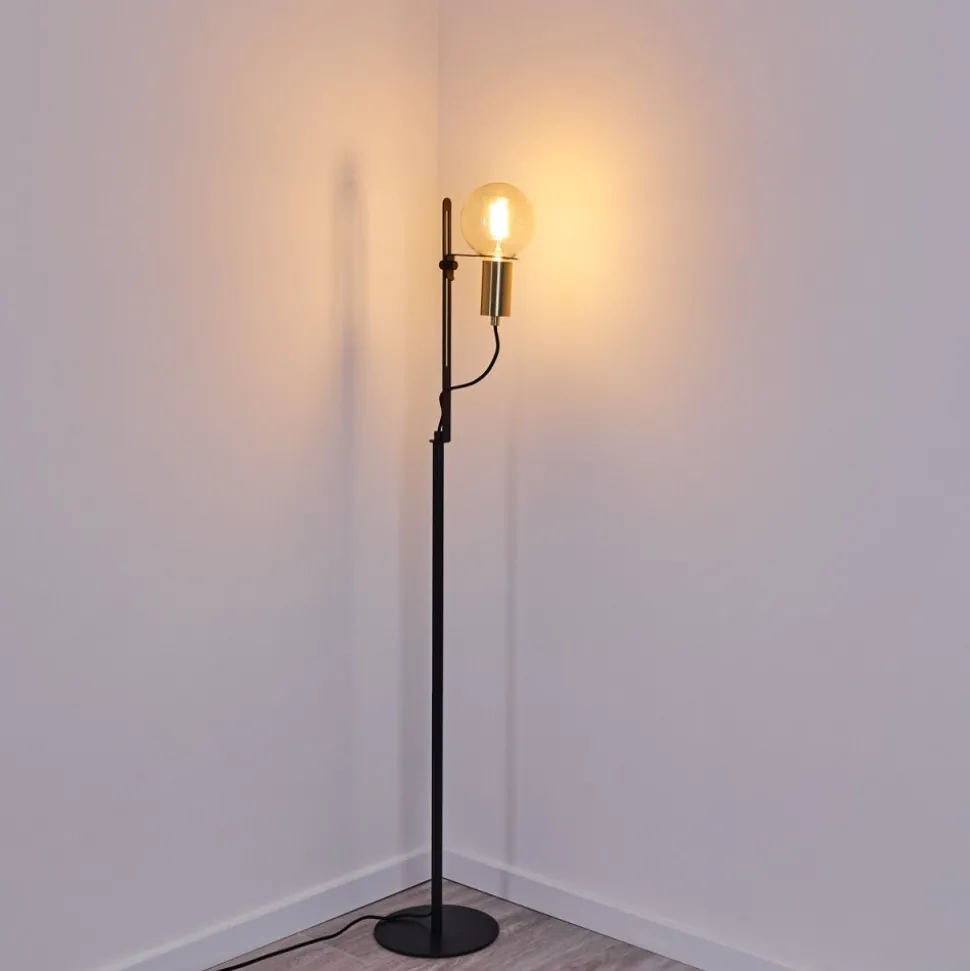 Lampadaire Kirehito Or, Laiton, Noir, 1 Lumiere