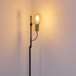 Lampadaire Kirehito Or, Laiton, Noir, 1 Lumiere