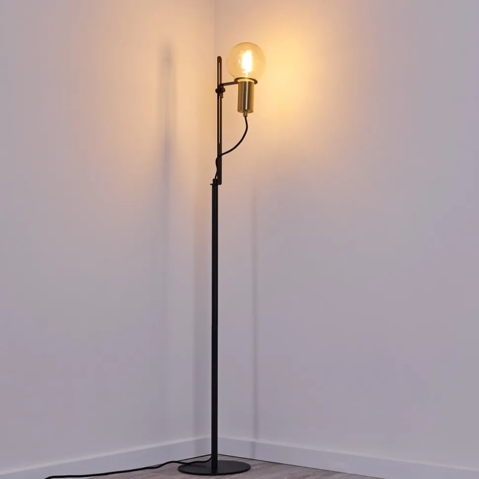 Lampadaire Kirehito Or, Laiton, Noir, 1 Lumiere