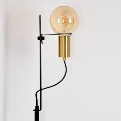Lampadaire Kirehito Or, Laiton, Noir, 1 Lumiere