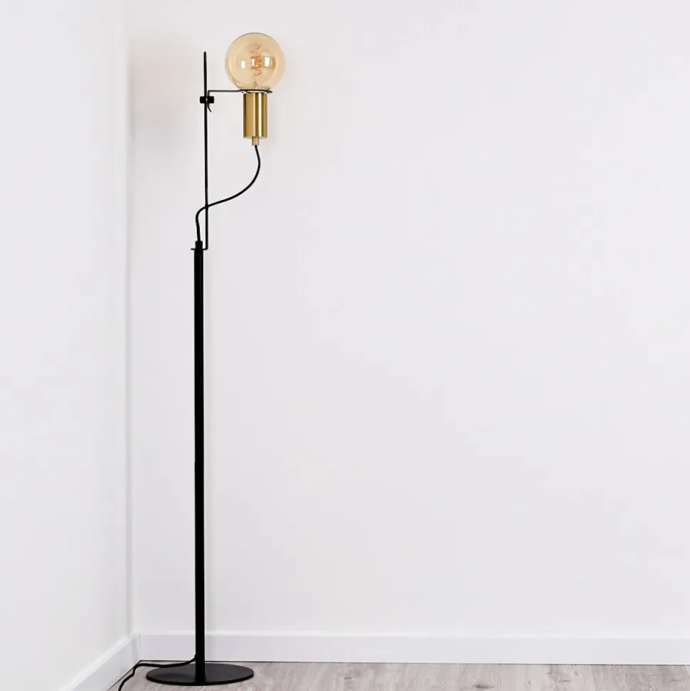 Lampadaire Kirehito Or, Laiton, Noir, 1 Lumiere