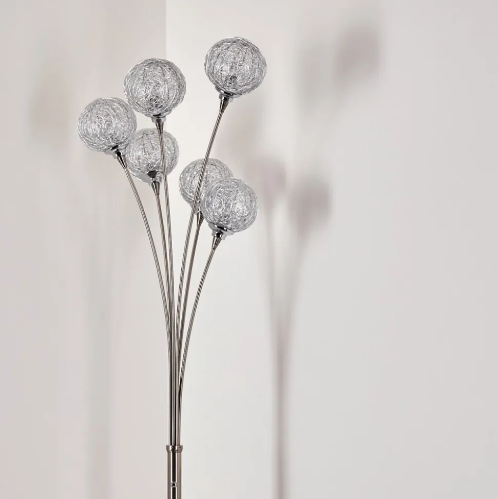 Lampadaire Kitee Chrome, Nickel Mat, 6 Lumieres