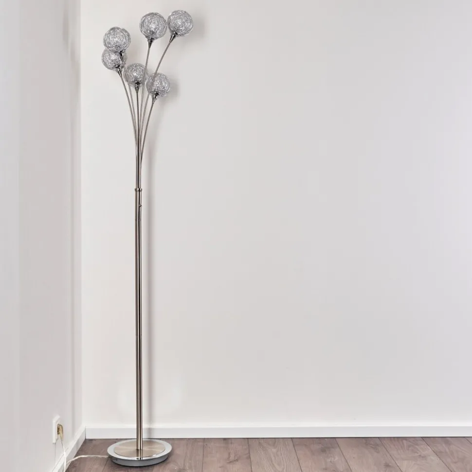 Lampadaire Kitee Chrome, Nickel Mat, 6 Lumieres
