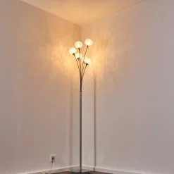 Lampadaire Kitee Chrome, Nickel Mat, 6 Lumieres