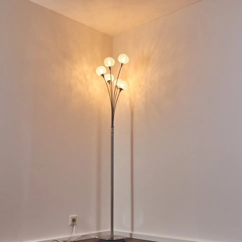 Lampadaire Kitee Chrome, Nickel Mat, 6 Lumieres