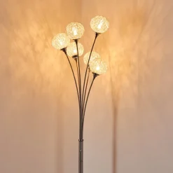 Lampadaire Kitee Chrome, Nickel Mat, 6 Lumieres