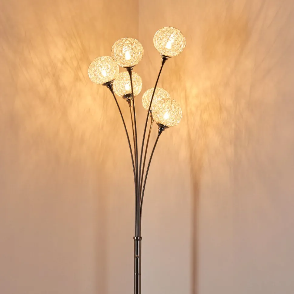 Lampadaire Kitee Chrome, Nickel Mat, 6 Lumieres