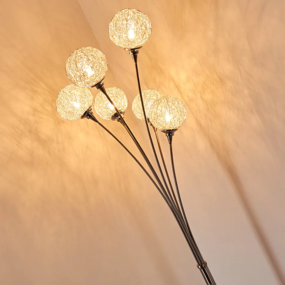 Lampadaire Kitee Chrome, Nickel Mat, 6 Lumieres