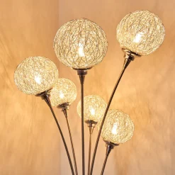 Lampadaire Kitee Chrome, Nickel Mat, 6 Lumieres