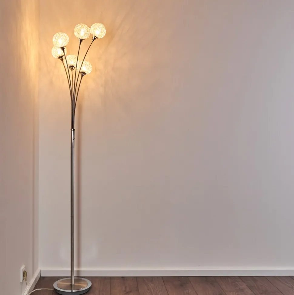 Lampadaire Kitee Chrome, Nickel Mat, 6 Lumieres
