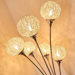 Lampadaire Kitee Chrome, Nickel Mat, 6 Lumieres