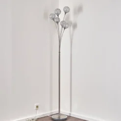 Lampadaire Kitee Chrome, Nickel Mat, 6 Lumieres